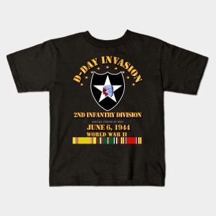 2nd Infantry Div - D Day w Svc Ribbons Kids T-Shirt